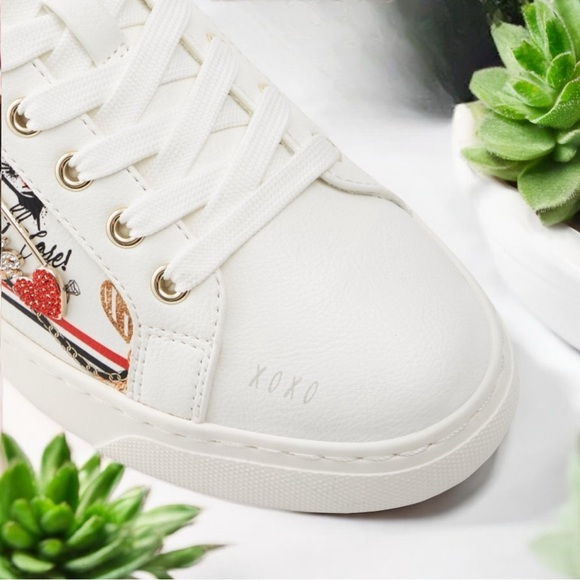 ALDO White/Comb Meday Jewel-Encrusted Faux-Leather Trainers Sneakers - Picture 8 of 16